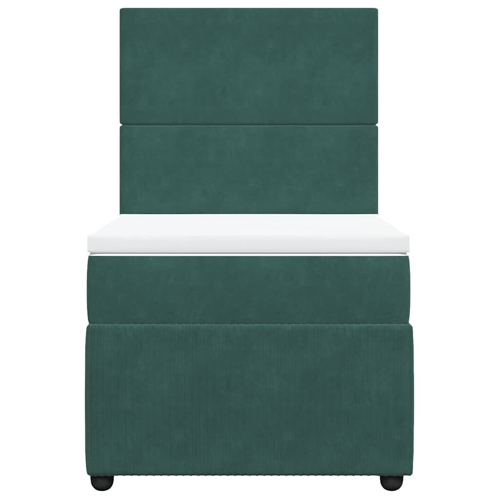 vidaXL Κρεβάτι Boxspring με Στρώμα Σκούρο Πράσινο 80x200 εκ. Βελούδινο