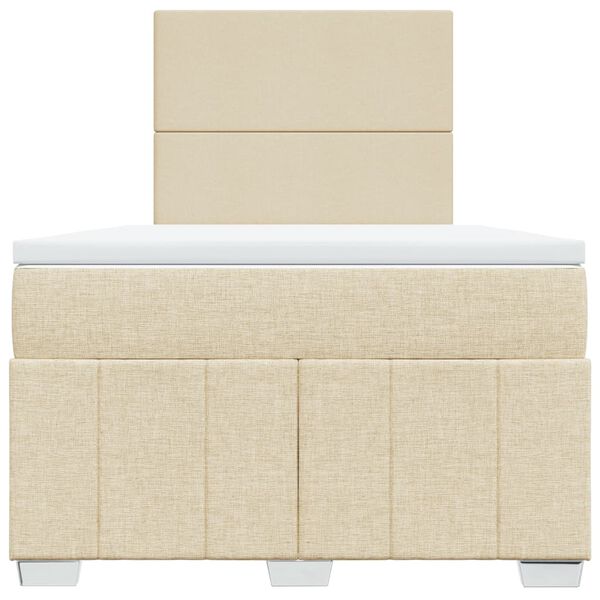 vidaXL Κρεβάτι Boxspring με Στρώμα Κρεμ 120x200 εκ. Υφασμάτινο