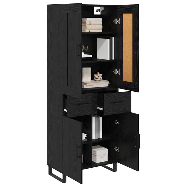 vidaXL Highboard &Epsilon;&pi;&iota;&tau;&omicron;ί&chi;&iota;&omicron; 2 pcs &Mu;&alpha;ύ&rho;&eta; &Omicron;&xi;&upsilon;ά &Epsilon;&pi;&epsilon;&xi;&epsilon;&rho;&gamma;&alpha;&sigma;&mu;έ&nu;&omicron; &xi;ύ&lambda;&omicron;