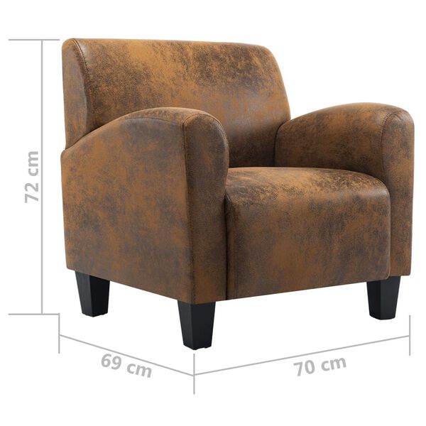 vidaXL Πολυθρόνα Καφέ 70 x 69 x 72 εκ. από Συνθετικό Δέρμα Σουέτ