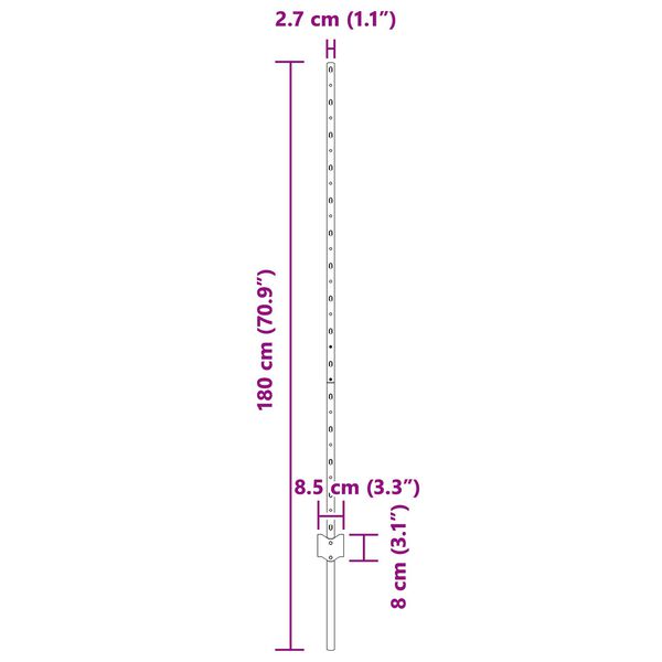 vidaXL Στύλοι Περίφραξης 22 pcs Ασημί 140 cm Γαλβανισμένος χάλυβας