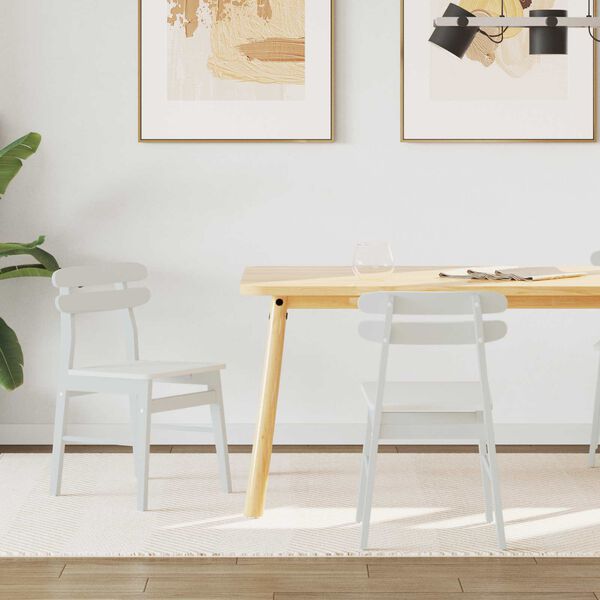 vidaXL Καρέκλα τραπεζαρίας 2 pcs Λευκό Στερεό Ξύλο Ραβέντι
