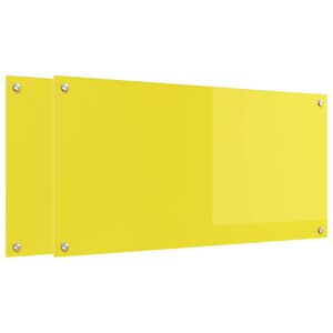vidaXL Πίσω Πάνελ Κουζίνας 2 pcs Κίτρινο 100 x 50 cm σκληρυμένο γυαλί