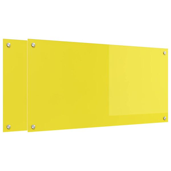 vidaXL Πίσω Πάνελ Κουζίνας 2 pcs Κίτρινο 100 x 50 cm σκληρυμένο γυαλί