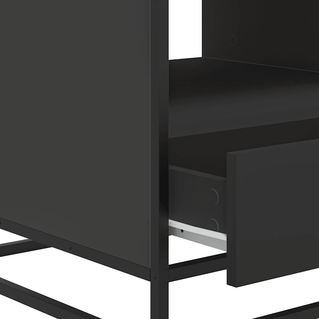 vidaXL Τραπεζάκι Σαλονιού Μαύρο 100x50x45 εκ. Επεξ. Ξύλο & Μέταλλο