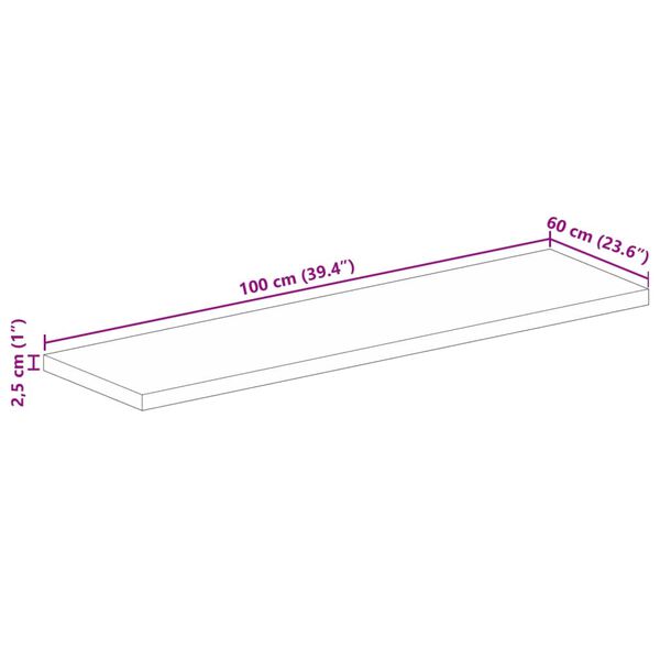vidaXL Επιφάνεια Τραπεζιού Ορθογώνια 100x60x2,5 εκ. Μασίφ Ξύλο Ακακίας