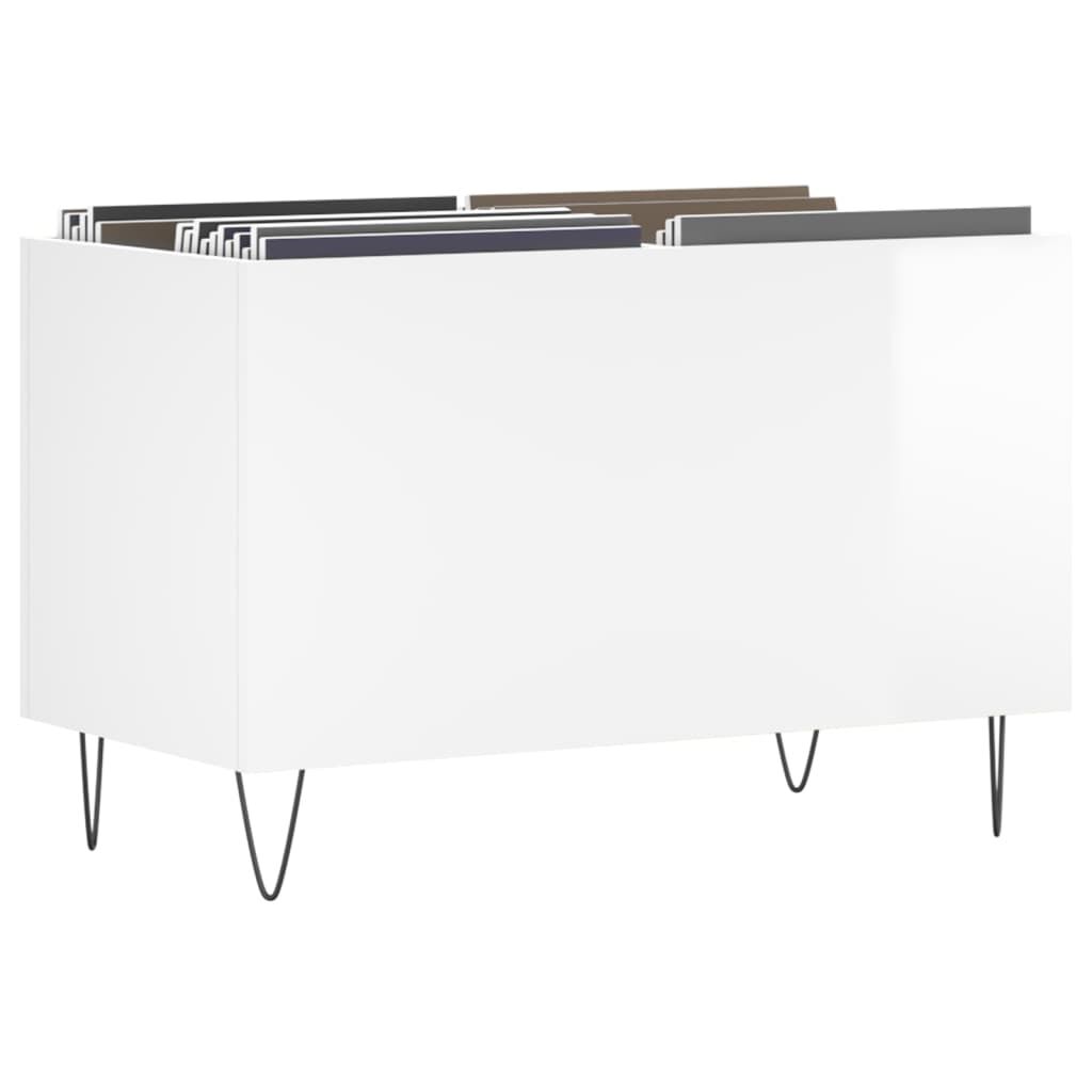 vidaXL Δισκοθήκη Γυαλιστερή Λευκή 74,5x38x48 εκ. Επεξεργασμένο Ξύλο