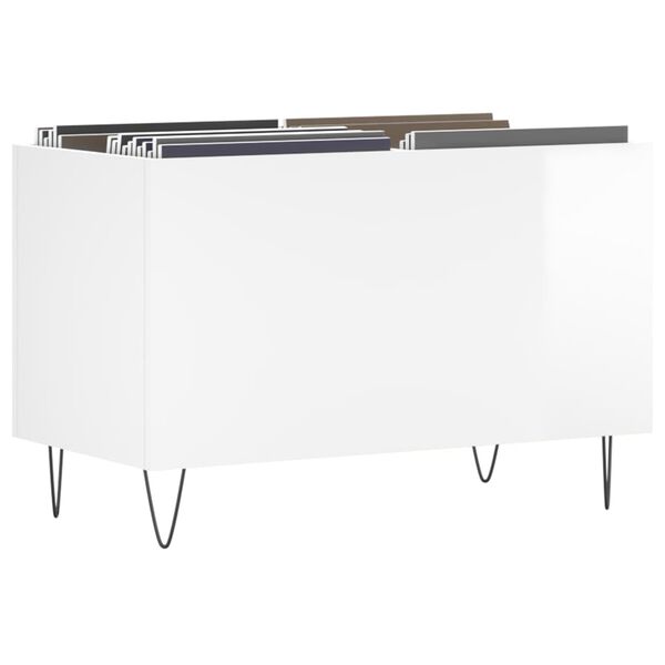 vidaXL Δισκοθήκη Γυαλιστερή Λευκή 74,5x38x48 εκ. Επεξεργασμένο Ξύλο