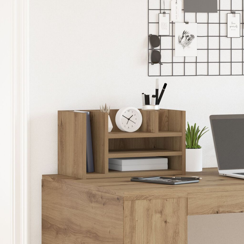 vidaXL Οργανωτής Γραφείου Μαύρη Δρυς 44.5x24x25 cm Κατασκευασμένο Ξύλο
