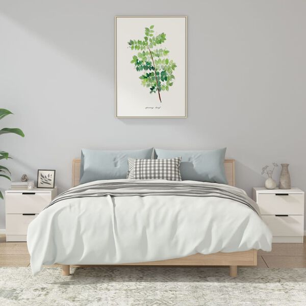 vidaXL Κομοδίνα 2 τεμ. Γυαλιστερό Λευκό από Επεξεργασμένο Ξύλο