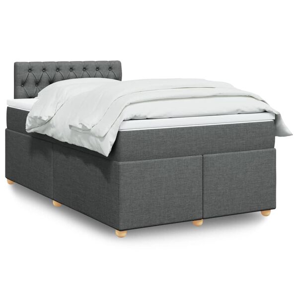 vidaXL Κρεβάτι Boxspring με Στρώμα Σκούρο Γκρι 120x190 εκ Υφασμάτινο