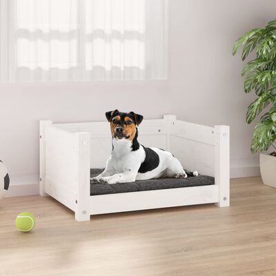 vidaXL Κρεβάτι Σκύλου άσπρο 55,5x45,5x28 εκ. από Μασίφ Ξύλο Πεύκου