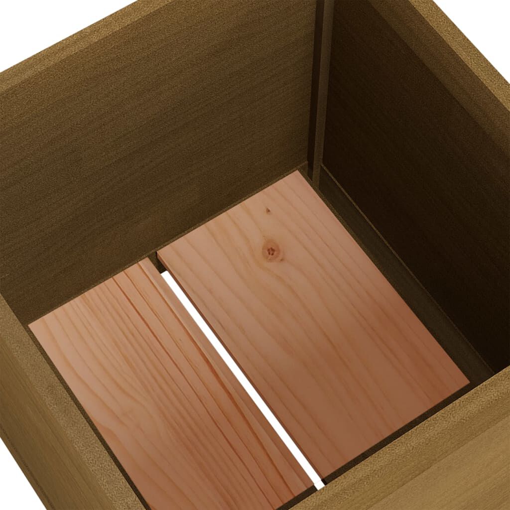 vidaXL Ζαρντινιέρα Καφέ Μελί 50 x 50 x 50 εκ. από Μασίφ Ξύλο Πεύκου