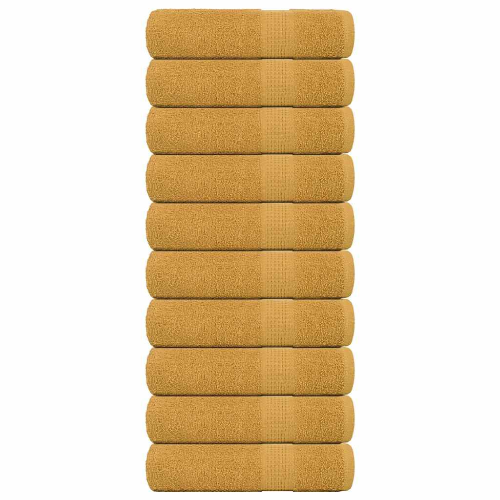 vidaXL Πετσέτες μπάνιου 10 Τεμ Χρυσή 100x150εκ. 360 γρ/μ² 100% Βαμβ.