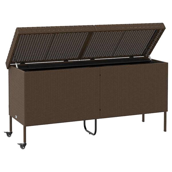 vidaXL Κουτί Αποθήκευσης Κήπου με Ρόδες 160x55x75 εκ. Συνθετικό Ρατάν
