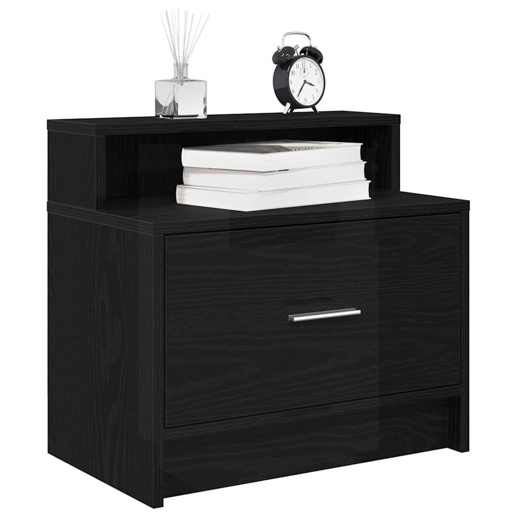 vidaXL Κομοδίνο με συρτάρι Μαύρη βελανιδιά 51x31x47 cm
