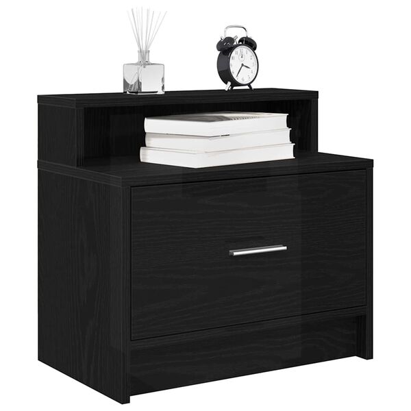 vidaXL Κομοδίνο με συρτάρι Μαύρη βελανιδιά 51x31x47 cm