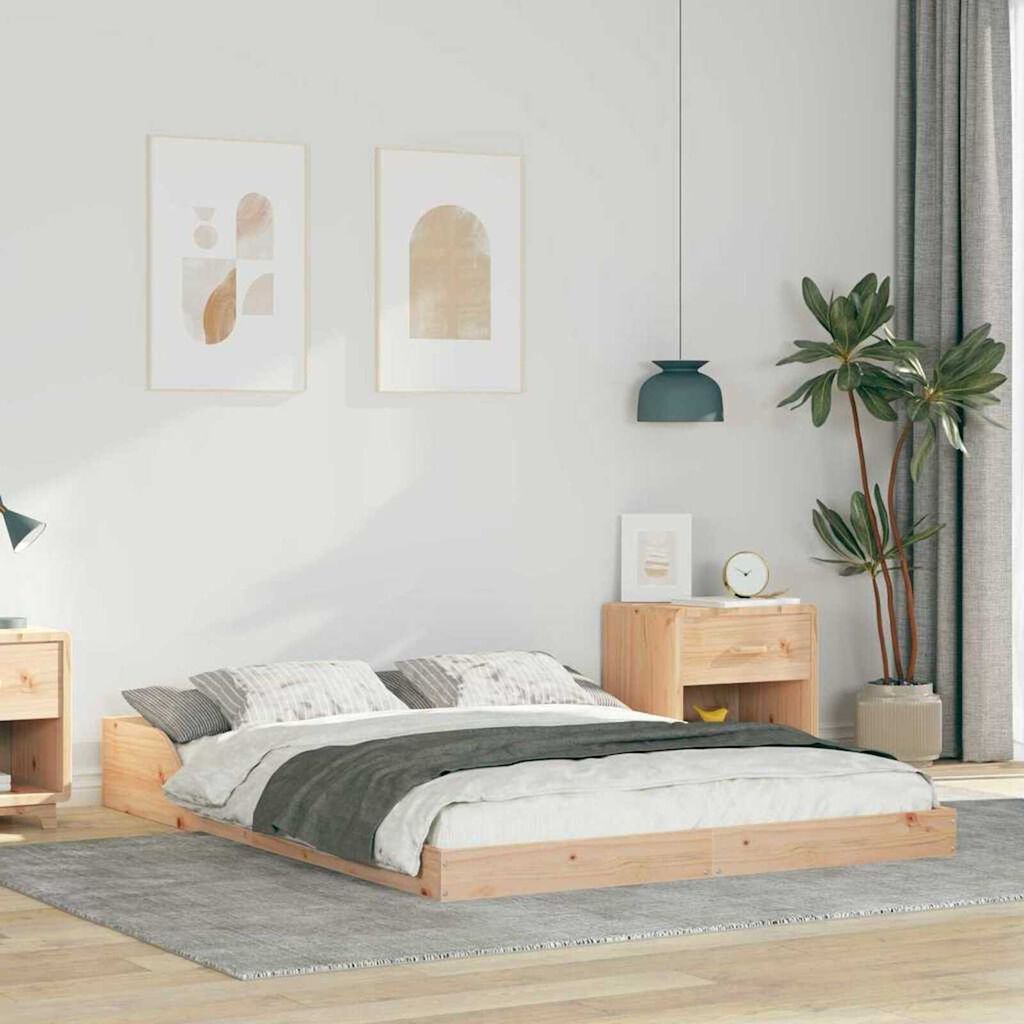 vidaXL Σκελετός Κρεβατιού Καφέ 120 x 190 cm Μασίφ ξύλο πεύκου