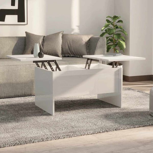vidaXL Τραπεζάκι Σαλονιού Γυαλ. Λευκό 80x50x42,5 εκ. Επεξεργ. Ξύλο
