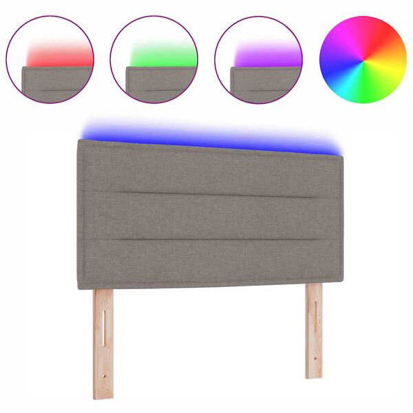 vidaXL LED κεφαλάρι με φώτα λωρίδας LED Επιτοίχιο Taupe 80 cm ύφασμα