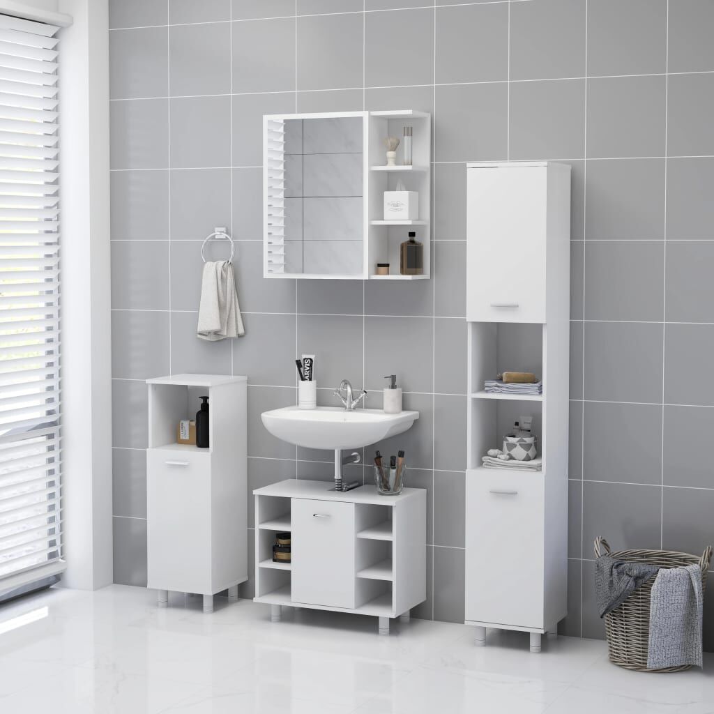 vidaXL Καθρέφτης Μπάνιου Λευκός 62,5 x 20,5 x 64 εκ. από Επεξ. Ξύλο