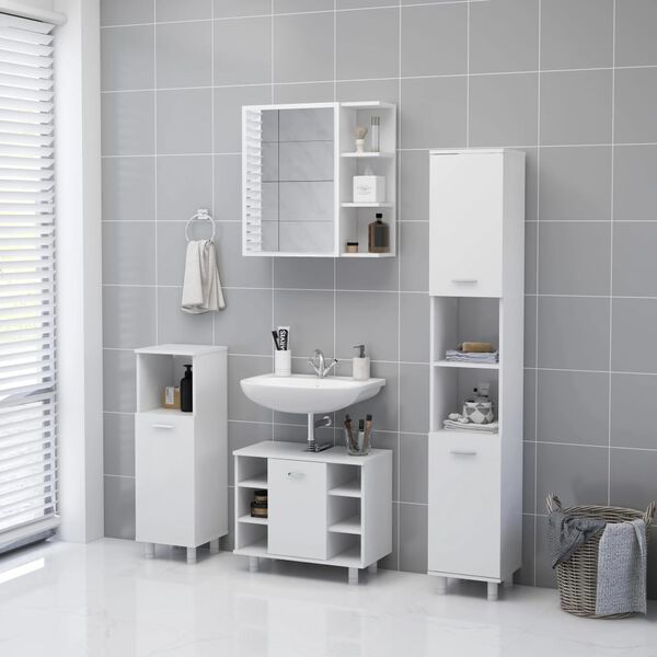 vidaXL Καθρέφτης Μπάνιου Λευκός 62,5 x 20,5 x 64 εκ. από Επεξ. Ξύλο