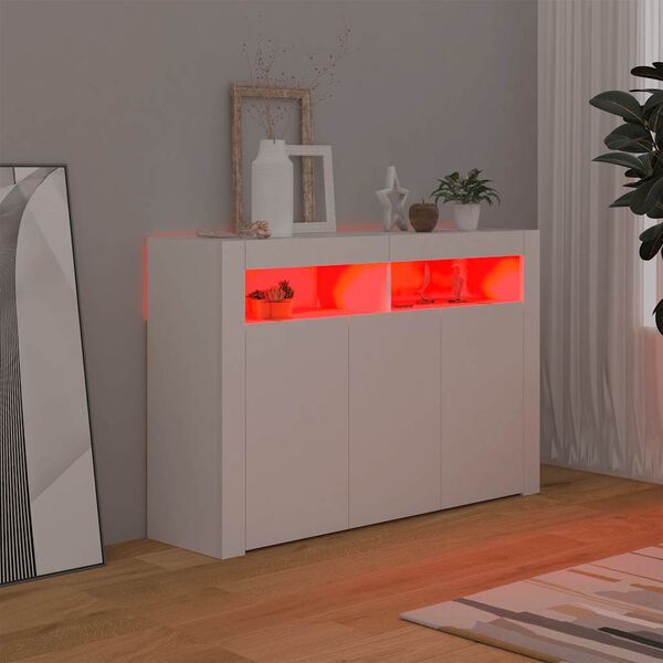 vidaXL Μπουφές με LED Λευκός 115,5x30x75 εκ.