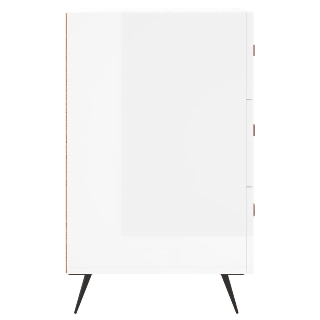 vidaXL Κομοδίνο Γυαλ. Λευκό 40 x 40 x 66 εκ. από Επεξεργασμένο Ξύλο