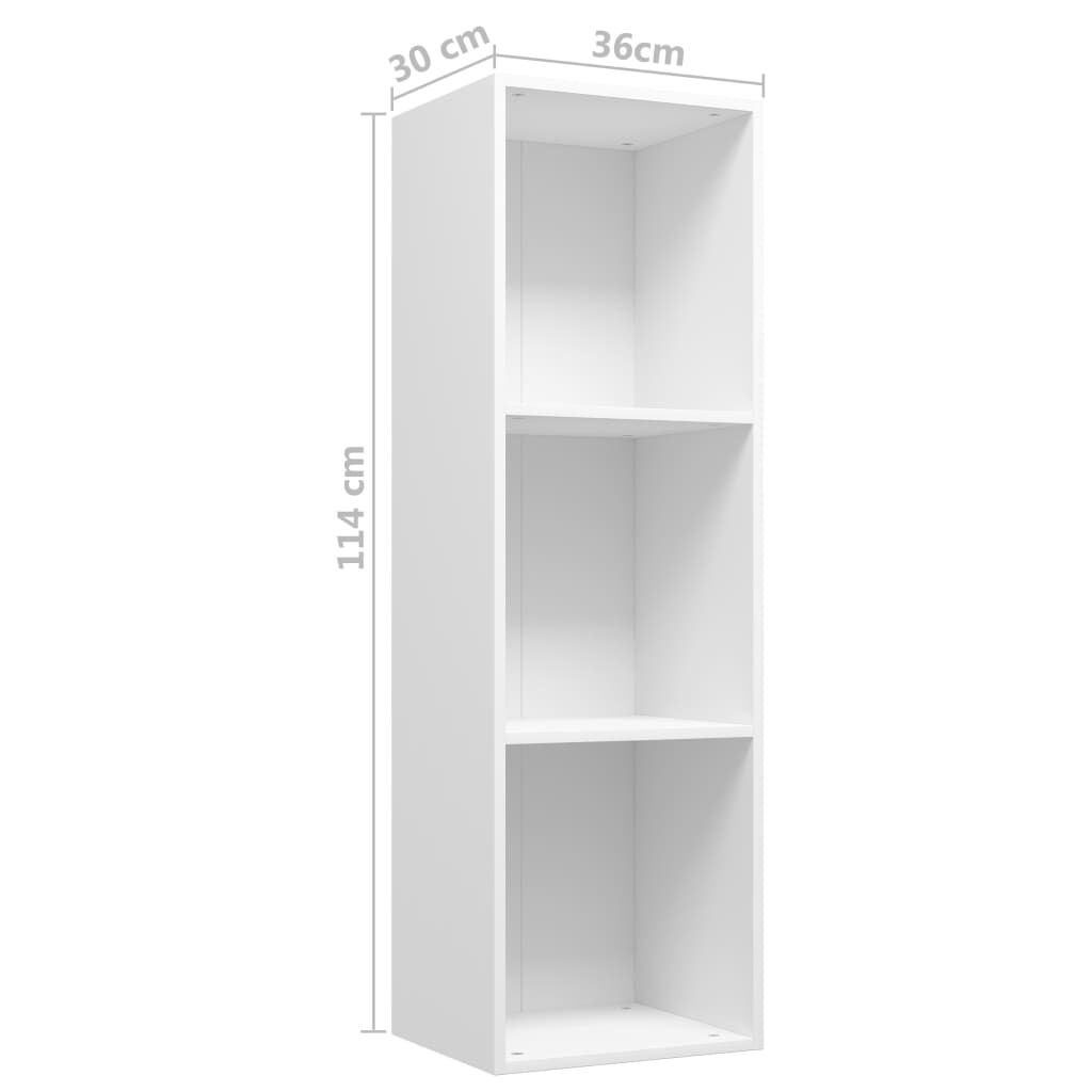 vidaXL Βιβλιοθήκη/Έπιπλο Τηλεόρασης Λευκό 36x30x114 εκ. Επεξ. Ξύλο