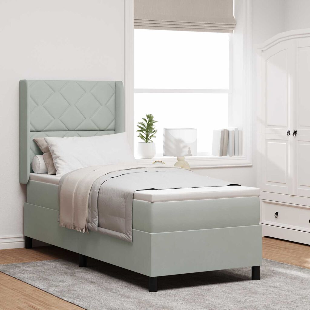 vidaXL Κρεβάτι Box Spring LED με Στρώμα Ανοιχτό γκρι 80 x 200 cm