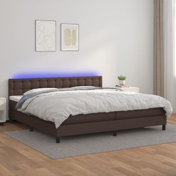 vidaXL &Kappa;&rho;&epsilon;&beta;ά&tau;&iota; Boxspring &mu;&epsilon; &Sigma;&tau;&rho;ώ&mu;&alpha; & LED &Kappa;&alpha;&phi;έ 200x200 &epsilon;&kappa;. &Sigma;&upsilon;&nu;&theta;. &Delta;έ&rho;&mu;&alpha;