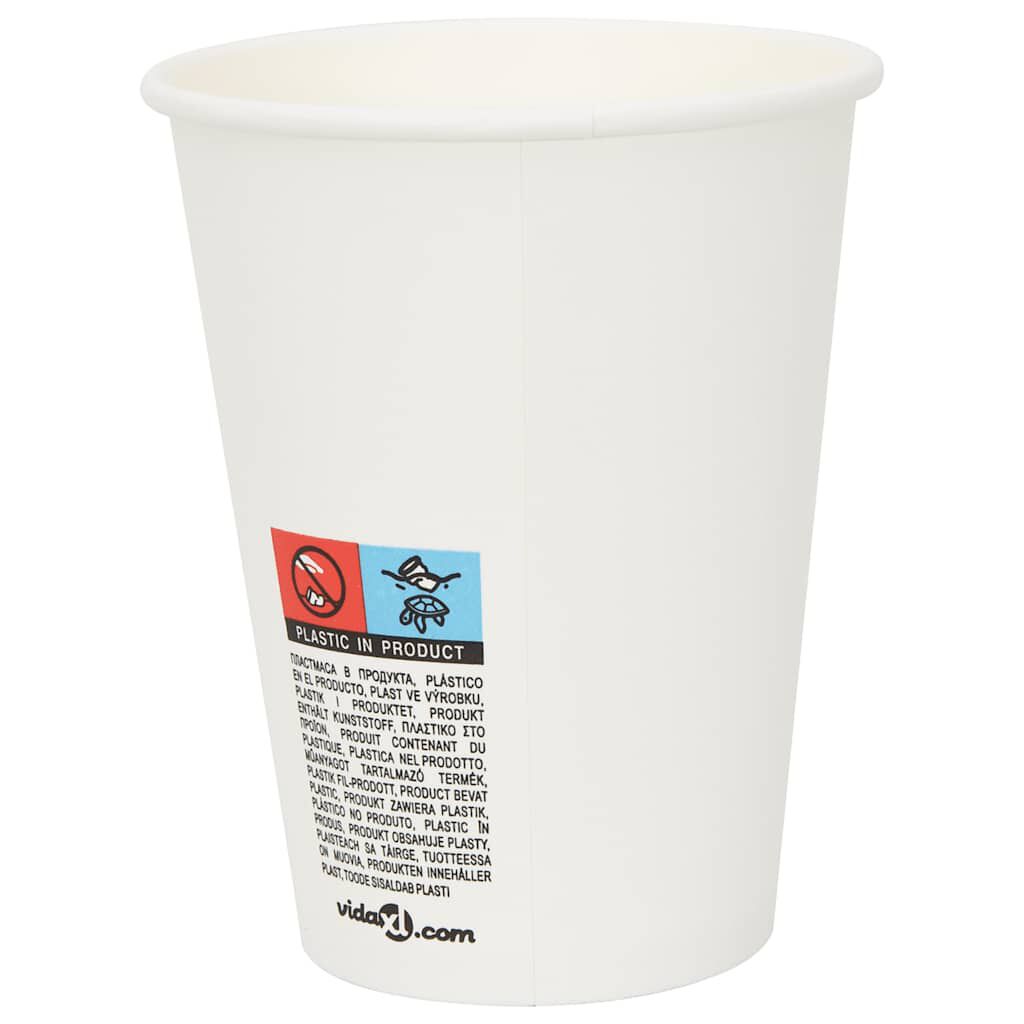 vidaXL Χάρτινα κύπελλα καφέ 1000 τεμάχια 12oz 300ml Λευκό