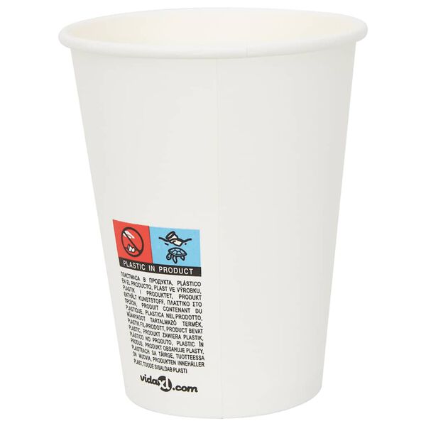 vidaXL Χάρτινα κύπελλα καφέ 1000 τεμάχια 12oz 300ml Λευκό