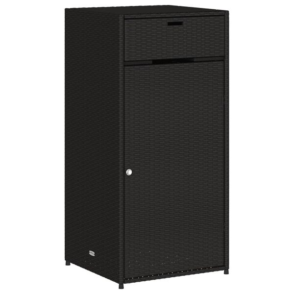 vidaXL Ντουλάπι Αποθήκευσης Κήπου Μαύρο 55x55x111 εκ. από Συνθ. Ρατάν