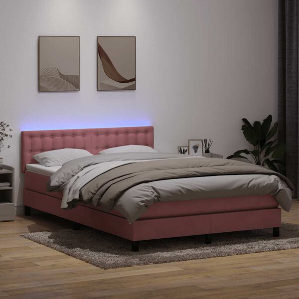 vidaXL &Kappa;&rho;&epsilon;&beta;ά&tau;&iota; Boxspring &mu;&epsilon; &Sigma;&tau;&rho;ώ&mu;&alpha; & LED &Rho;&omicron;&zeta; 160x210 &epsilon;&kappa;. &Beta;&epsilon;&lambda;&omicron;ύ&delta;&iota;&nu;&omicron;