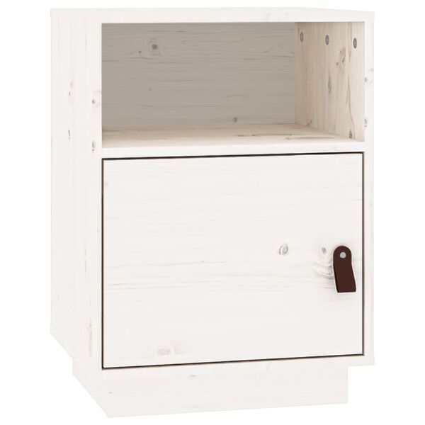 vidaXL Κομοδίνο Λευκό 40 x 34 x 55 εκ. από Μασίφ Ξύλο Πεύκου