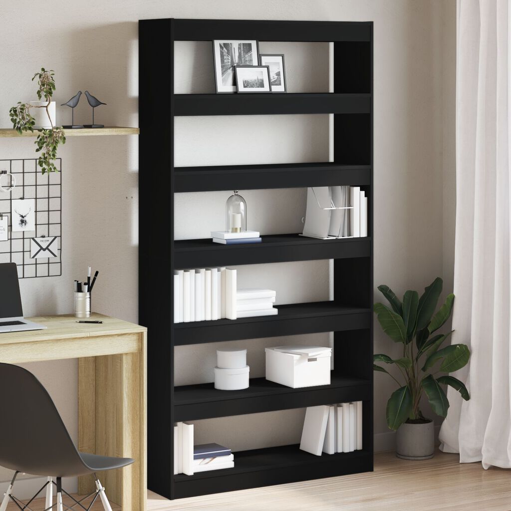 vidaXL Βιβλιοθήκη Μαύρη Επεξεργασμένο ξύλο 100 x 30 x 198 εκ. Βιβλιοθήκη