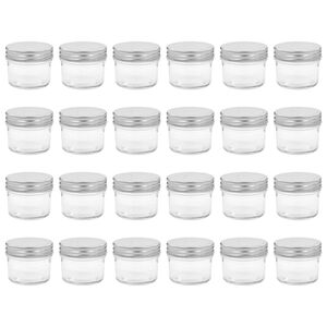 vidaXL Βάζα Μαρμελάδας 24 τεμ. 110 ml Γυάλινα με Ασημένια Καπάκια