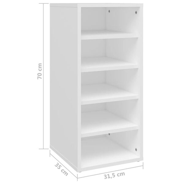 vidaXL Παπουτσοθήκη Λευκή 31,5 x 35 x 70 εκ. από Επεξ. Ξύλο