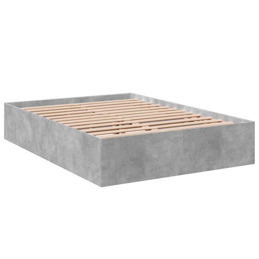 vidaXL Πλαίσιο Κρεβατιού Γκρι Σκυροδέματος 140x200 εκ. Επεξεργ. Ξύλο