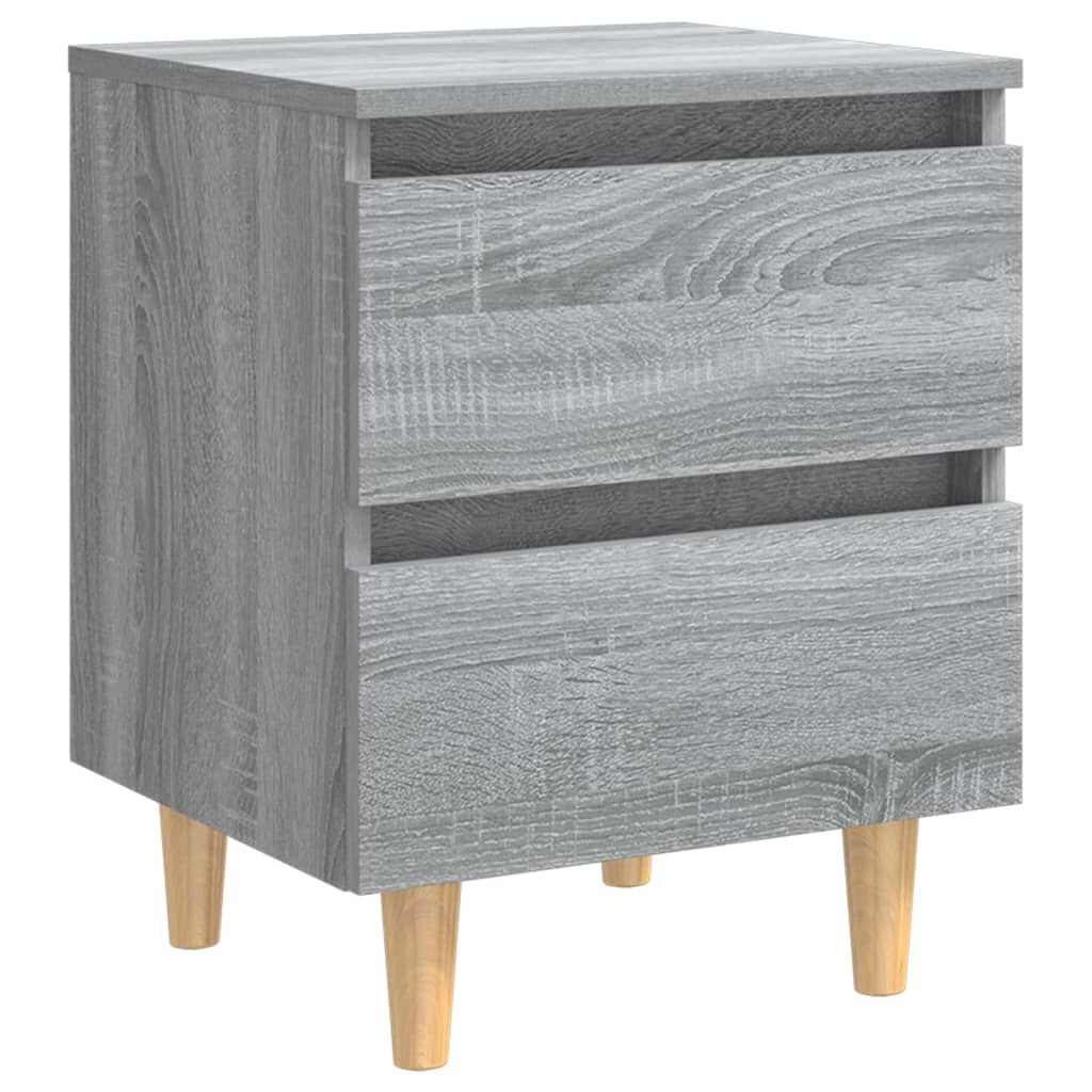 vidaXL Κομοδίνα 2 τεμ. Γκρι Sonoma 40x35x50 εκ. με Μασίφ Ξύλινα Πόδια
