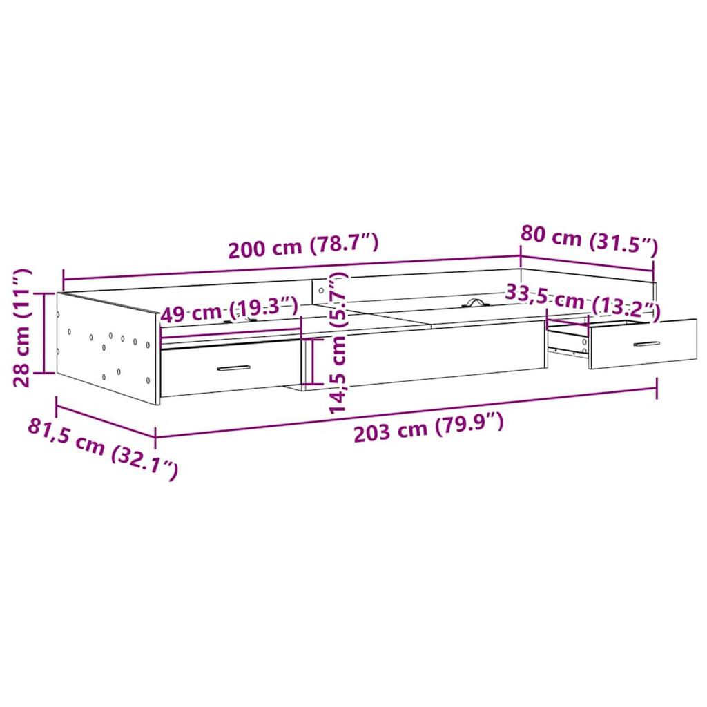 Κρεβάτι με αποθηκευτικό χώρο Λευκό 80 x 200 cm Επεξεργασμένο ξύλο