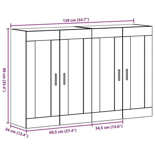 vidaXL Ντουλάπια Τοίχου 2 Τεμάχια Artisan Δρυς 69.5 x 34 x 90 cm, Τεχνητό Ξύλο