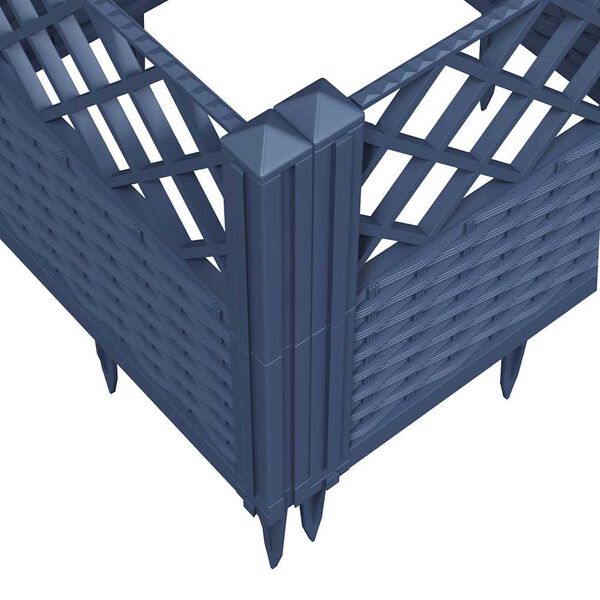 vidaXL Ζαρντινιέρα με Πασσάλους Μπλε Γκρι 123,5x43,5x43,5εκ. Πολυπροπυλένιο