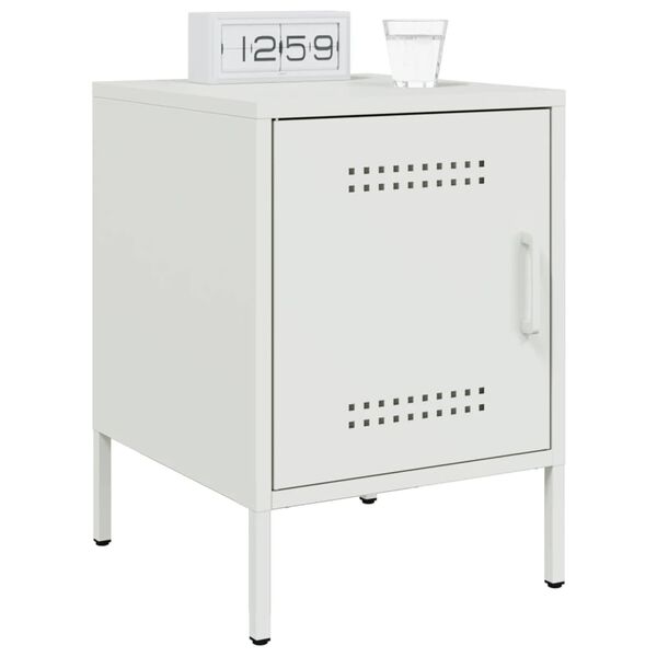 vidaXL Κομοδίνο Λευκό 36x39x50,5 εκ. από Χάλυβα