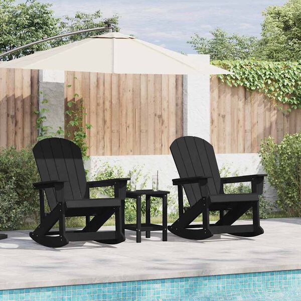 vidaXL Καρέκλες Ροκάντας Adirondack 2 pcs Μαύρο HDPE