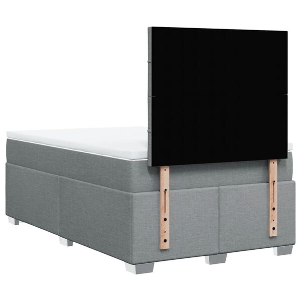 vidaXL Κρεβάτι Boxspring με Στρώμα Ανοιχτό Γκρι 120x190 εκ. Υφασμάτινο