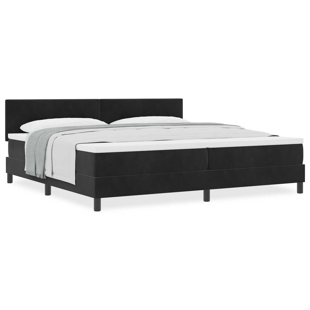 vidaXL Κρεβάτι Box Spring με Στρώμα Μαύρο 200x200 εκ Βελούδο