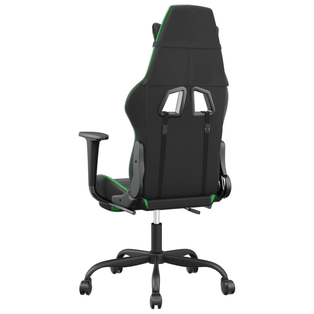 vidaXL Καρέκλα Gaming Μασάζ Υποπόδιο Μαύρο/Πράσινο από Συνθετικό Δέρμα