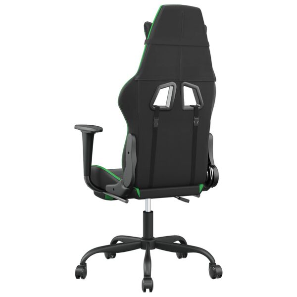 vidaXL Καρέκλα Gaming Μασάζ Υποπόδιο Μαύρο/Πράσινο από Συνθετικό Δέρμα